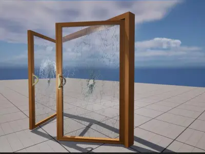 Double Glass Doors  High Poly Showcase Asset for Unreal  Low-poly 3D model