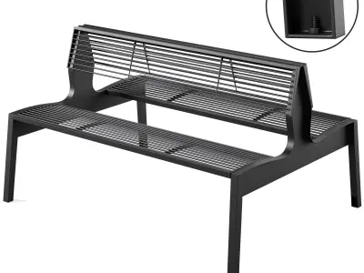 Vera park benches metal with litter bin Lena by mmcite 3D model