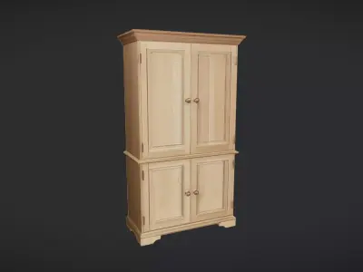 wooden storage cabinet with four doors 3D model