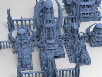 Dark Wizard Skeleton Tower Scull Dome collection full  3D model