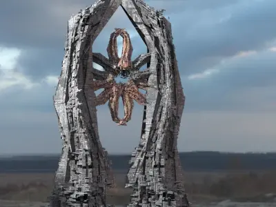 Dark Stone Sci fi monoliths gate  3D model