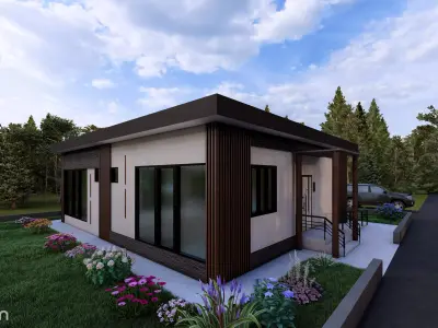 Modern Small House Minimalist One-Story Home Exterior 3D Model 3D model