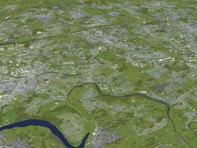 Gelsenkirchen Germany 50x50km 3D City Map 3D model
