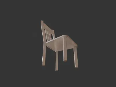 Old Wooden Chair PBR Low-poly 3D model