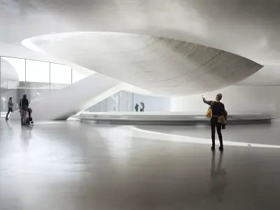 Minimal Concrete Museum Atrium with Spiral Ramp 3D model
