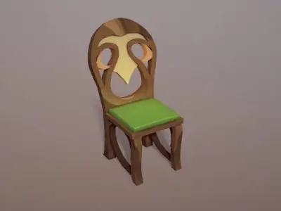 Cartoon ornament table and chair Low-poly 3D model