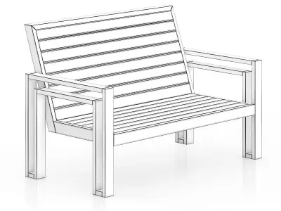 Wooden Bench 3D model buy