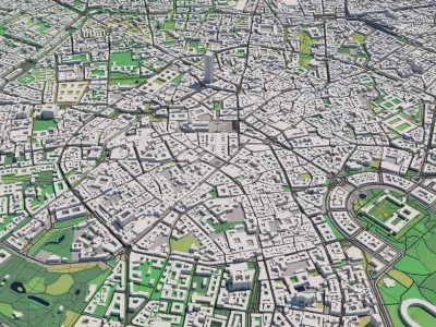 Milan Italy 30x30km 3D City Map 3D model