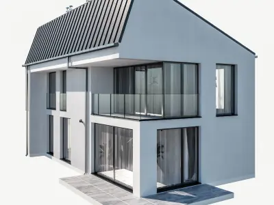 Modern house 20 at night 3D model