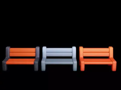 Stylized Low Poly Bench Game Ready  Low-poly 3D model