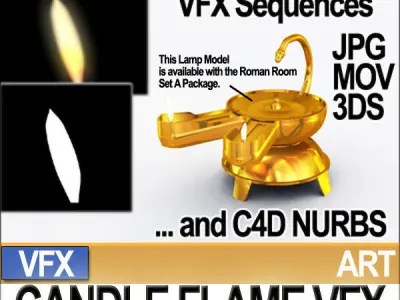 Visual FX Candle Flame Animation 90 Frames 3D model