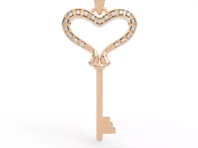 Ultimate Heart Key Pendant Necklace 3D 3D print model