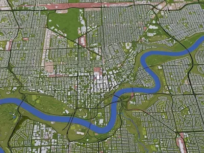 Edmonton City Canada Low-poly 3D model