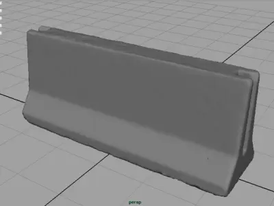 RoadBlock concrete barrier with stripes Low-poly 3D model
