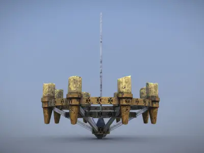 Chandelier wooden in sky Low-poly 3D model