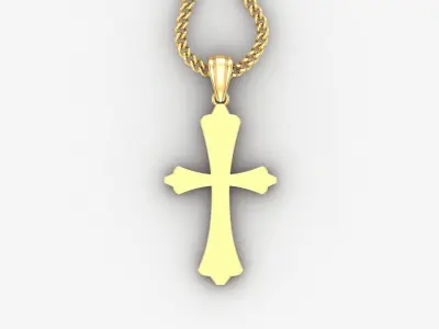 Light Gold 18K Cross Pendant 1CP043 3D print model