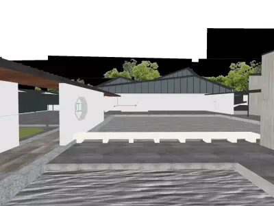 Japanese Courtyard Pond Pavilion 3D model