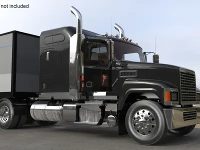  Freight Truck with Futuristic Trailer Rigged for Cinema 4D 