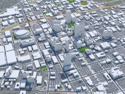 Tulsa Downtown Oklahoma USA Low-poly 3D model