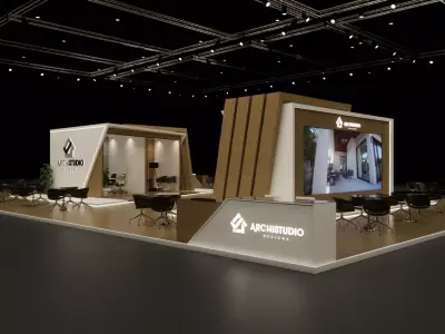 Exhibition booth design 3D model 22m x 16m 3D model 3D model