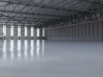 Airplane Hangar Interior 2 Low-poly 3D model