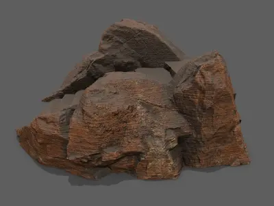 Stairs set of made of rocks Low-poly 3D model