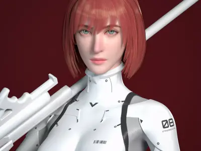 Warrior Girl      Marmoset Toolbag Scene 3D model