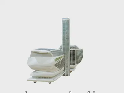 Futuristic Skyscraper Complex Model Low-poly 3D model