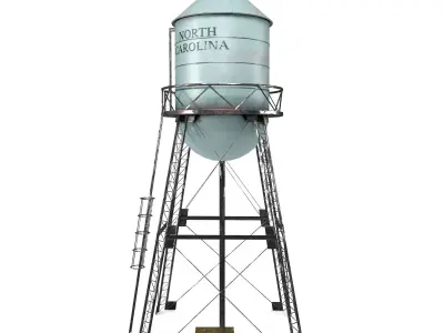 Water tower tank Low-poly 3D model