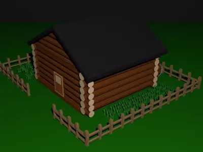 Wooden house Free low-poly 3D model