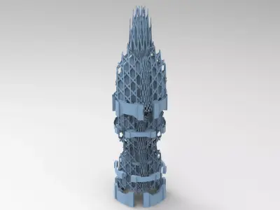 Financial district brutalist architecture tower 2  3D model