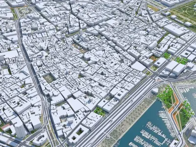 Barcelona Downtown Spain Low-poly 3D model