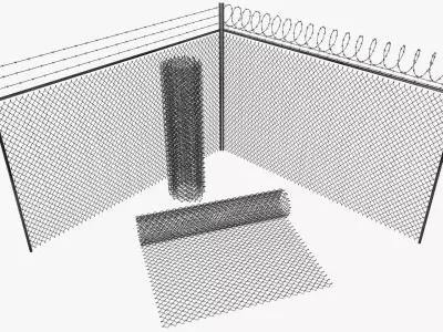 Barbed Wire Fence 3D model