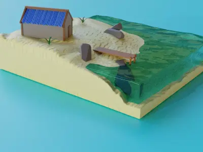 house on the coast Low-poly 3D model