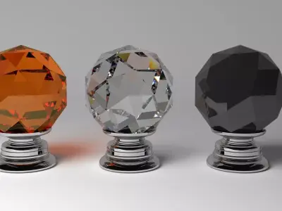 Crystal Faceted Cut Glass Knob 3D model