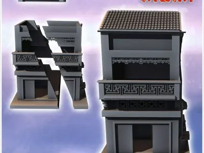 Asian two-storey house with multiple floors 15 - Asian Asia Orie 3D print model