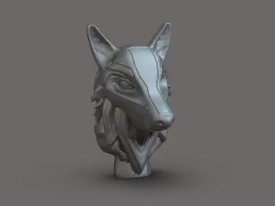 Scifi Wolf head 3D print model