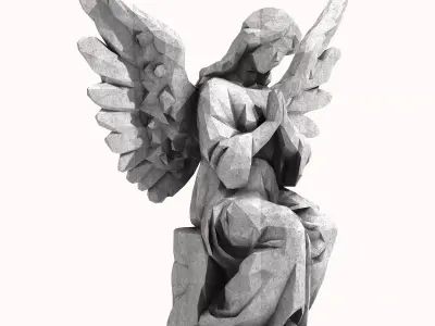 Angel statue low poly 2 3D print model