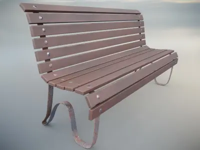 Bench Low-poly 3D model 2