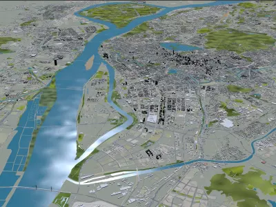 Nanjing China 100km AI Low-poly 3D model