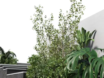 Landscape Furniture stairs with plant and Garden Low-poly 3D model