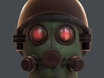 Gas mask helmet 3d model scifi Low-poly  Low-poly 3D model 204