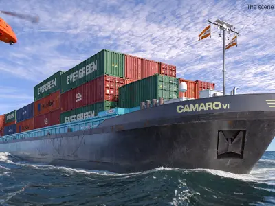  Camaro V Container Barge Loaded Dutch Flag Gray 