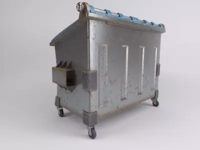Dumpster metal trash can on wheels 3D model