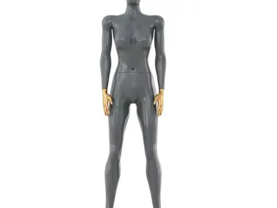 Female gray mannequin with gold hands 89 3D model