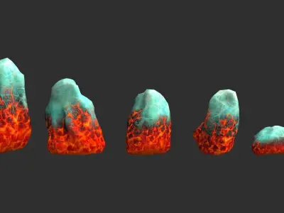 Rock Set 03 - Fire and Ice Low-poly 3D model