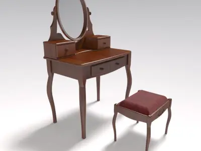 Dressing table with Led lighting and with a chair   3D model