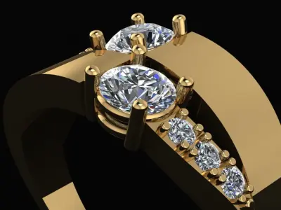 2 stone ring solitary  3D print model