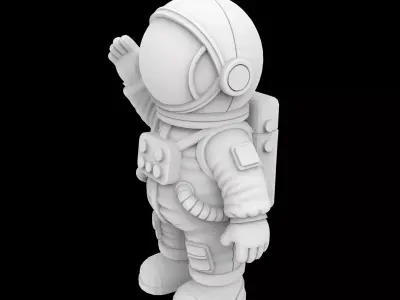 Cartoon Astronaut Waving 3D Print Model 3D print model