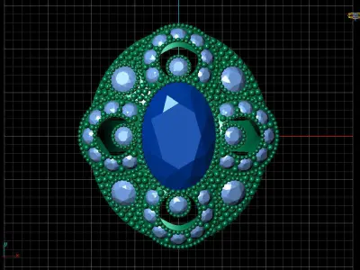 Women Ring 8 oval diamond cut light weight lady ring 3D print model